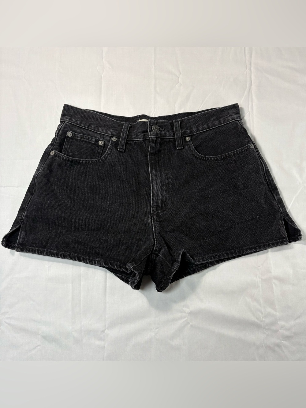 Madewell The Mom Jean Short Short Black Denim Size 29 High Rise